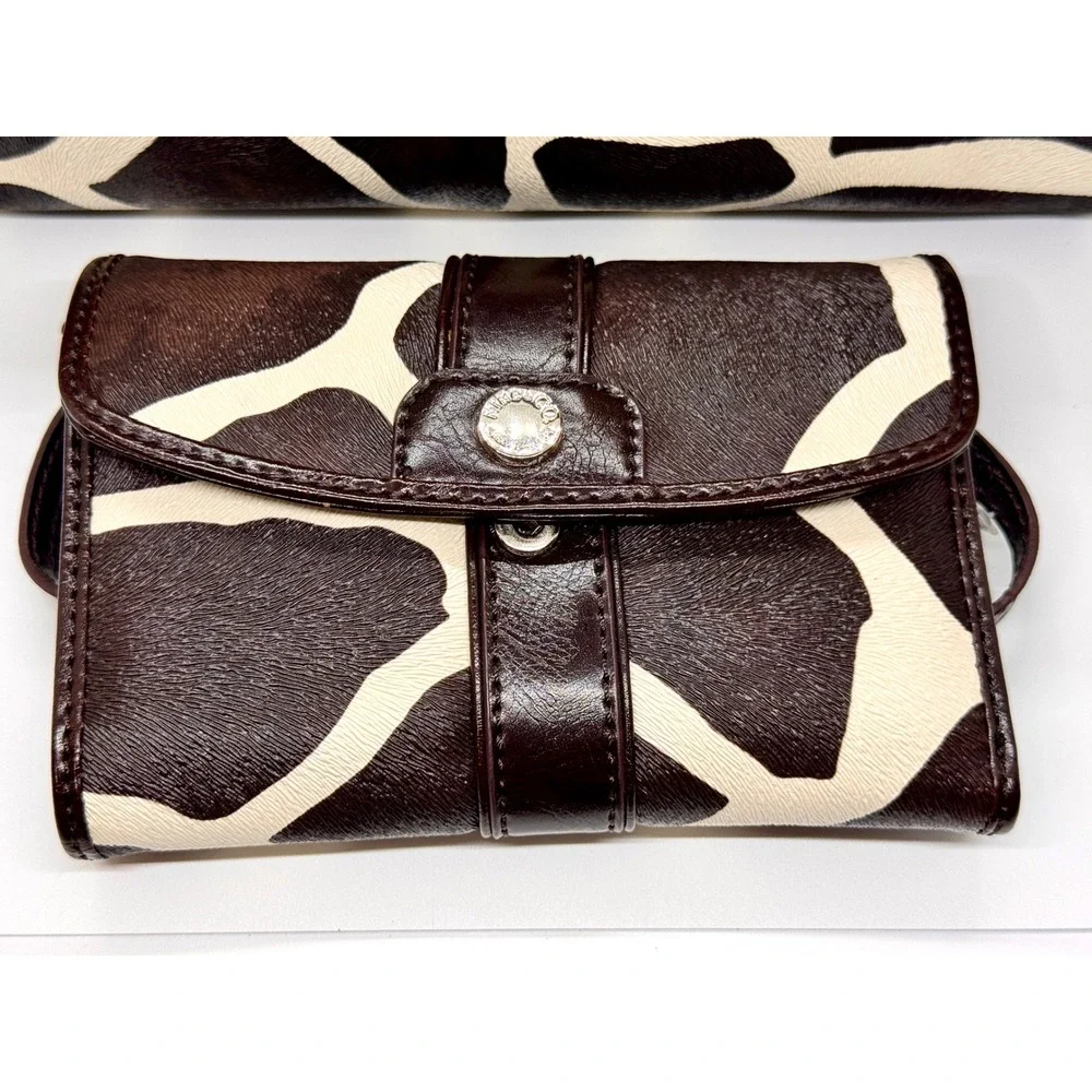 Nine & Co Giraffe Print Handbag and Wallet Set Brown Cream Y2K Vintage Purse - Picture 15 of 16